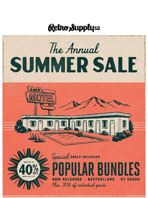 retrosupply newsletter: Our Summer Sale is open (up to 40% off)