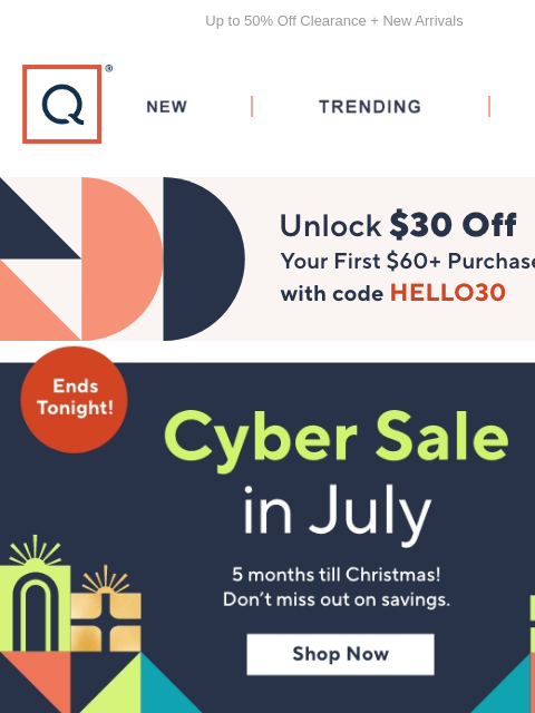 Up to 50% Off Clearance + New Arrivals QVC New TRENDING DEALS Unlock $30 off Your First Purchase Cyber Sale Christmas in July New Arrivals Clearance Christmass Trees Valerie Parr Hill Sale 25% Off Food