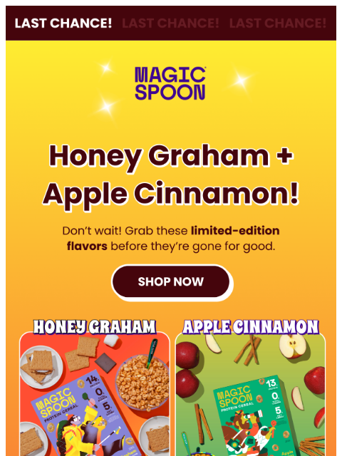 magicspoon newsletter: LAST CHANCE: Honey Graham & Apple Cinnamon