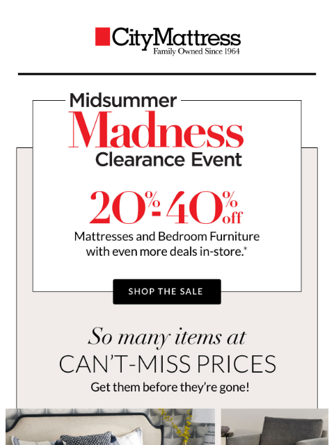 citymattress newsletter: Clearance is On. Comfort is Calling.