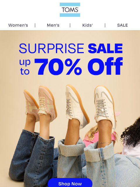 toms newsletter: Stock Up on Sneakers and Save up to 70%