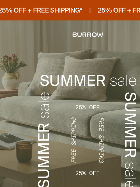 burrow newsletter: Free shipping + 25% off = win-win