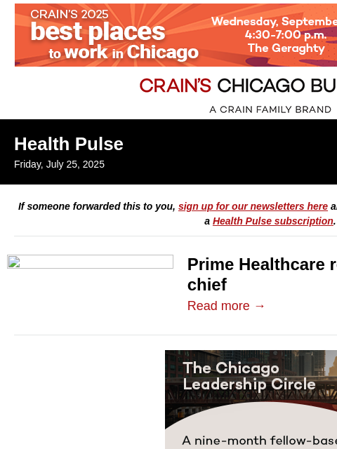 crainalerts newsletter: Leadership changes at St. Joseph, PPIL
