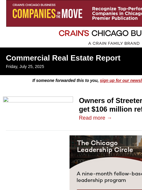 crainalerts newsletter: Streeterville apartment tower gets refinancing