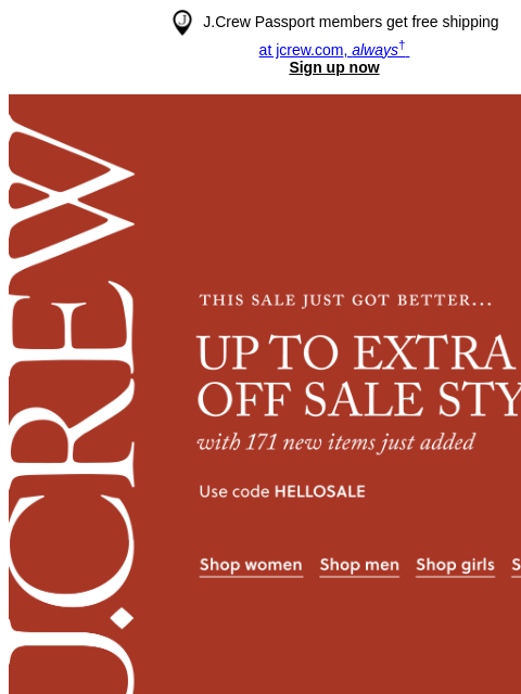 jcrew newsletter: Just added: 171 new sale styles, up to extra 70% o...