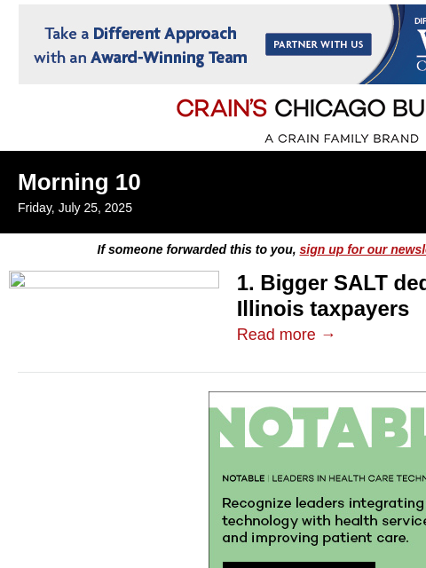crainalerts newsletter: Illinois taxpayers to gain from bigger SALT cap