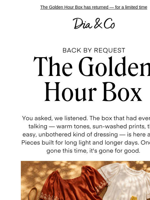dia newsletter: Golden hour, right on schedule