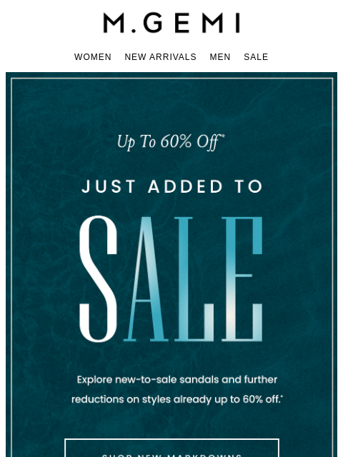 mgemi newsletter: NEW TO SALE | Up To 60% Off