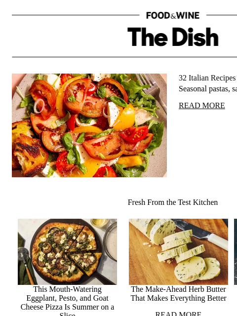foodandwine newsletter: 32 Italian Recipes to Savor This Summer