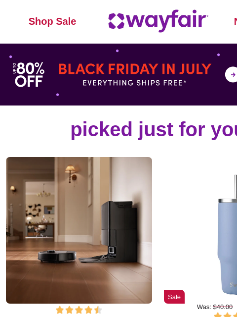 wayfair newsletter: VACUUMS & STEAMERS ✨ UP TO 80% OFF ✨ FREE SHIPPING...
