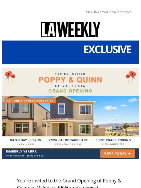 laweekly newsletter: Grand Opening: Poppy & Quinn 7/25