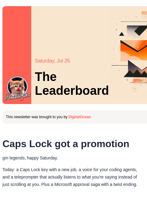 producthunt newsletter: 😸 Caps Lock got a promotion