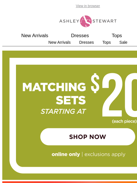ashleystewart newsletter: We NEED to talk about these matching sets 👀