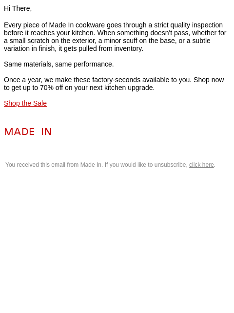 madeincookware newsletter: This Only Happens Once a Year