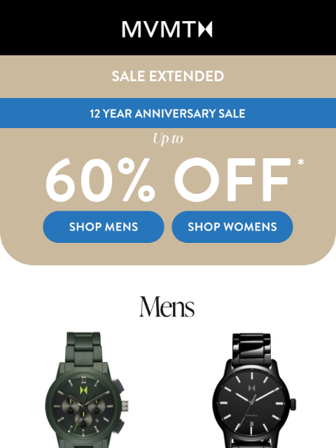 mvmt newsletter: Sale Extended!! 🎉 Up to 60% Off