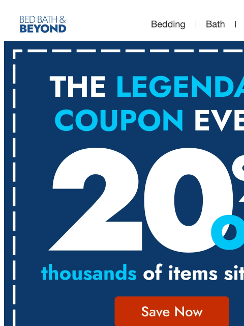bedbathandbeyond newsletter: 20% off thousands of items sitewide