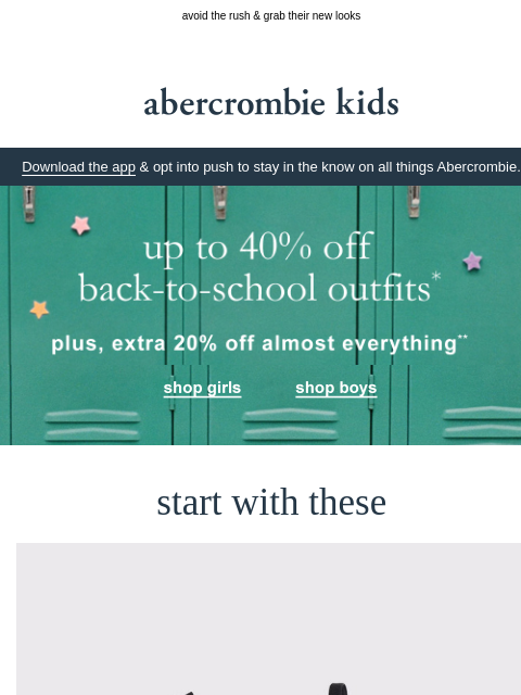 abercrombie newsletter: just in: up to 40% OFF hallway faves