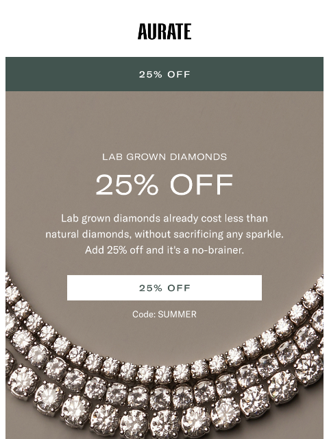 auratenewyork newsletter: 25% OFF LAB DIAMONDS