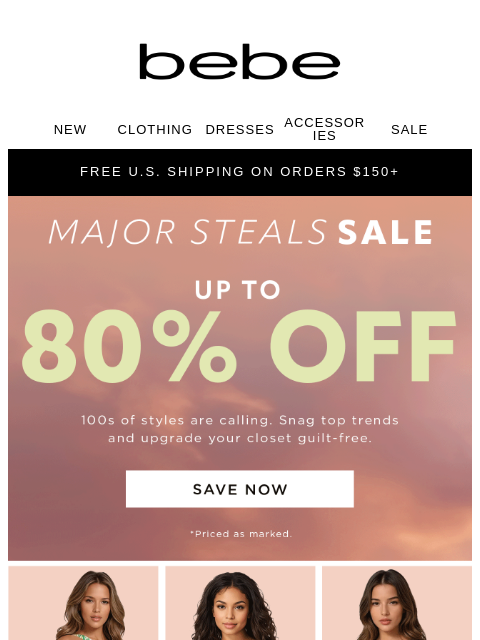 bebe newsletter: Cancel Your Weekend Plans, Save Up to 80% NOW!