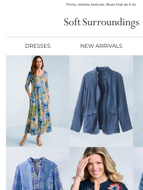softsurroundings newsletter: What’s New in Blue
