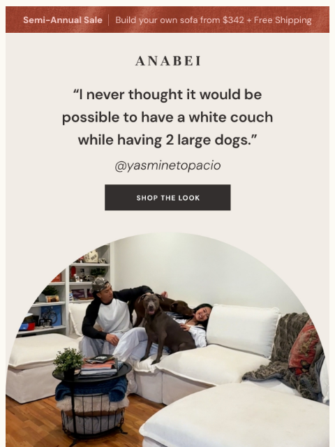 anabei newsletter: "I never thought we could have a white couch with ...