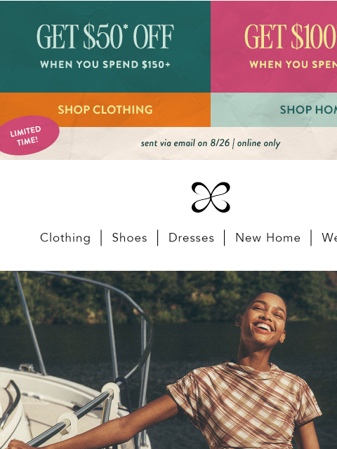 anthropologie newsletter: Get $50 when you spend $150, or get $100 when you ...