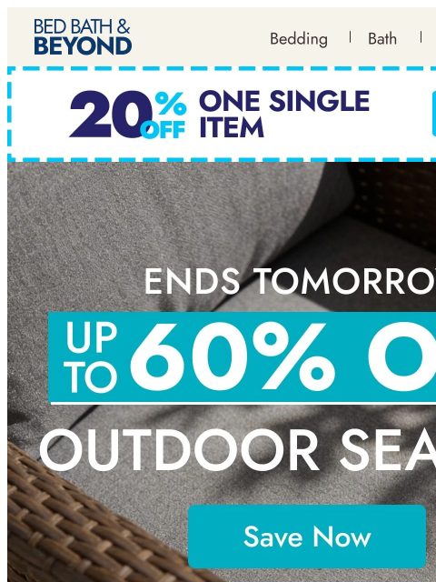 bedbathandbeyond newsletter: Take a seat—save up to 60% ☀️