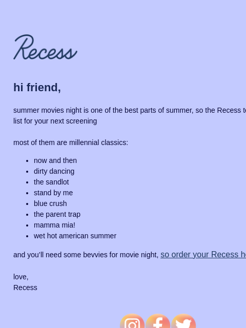 takearecess newsletter: summer movies