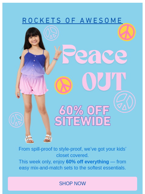 rocketsofawesome newsletter: 60% Off = Less Stress, More Style