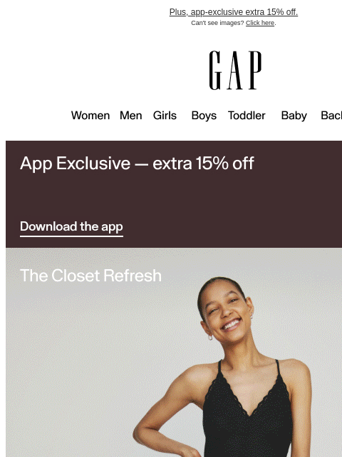 gap newsletter: 50% off your purchase expires today