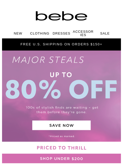 bebe newsletter: 80% Off = Your Sign to Add to Cart🛒