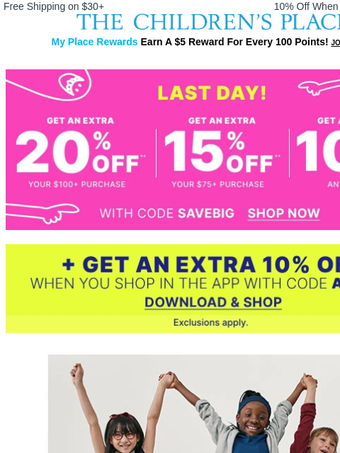 childrensplace newsletter: Ready, set, stock up! $5+ Uniform styles going FAS...