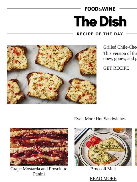 foodandwine newsletter: Grilled Chile-Cheese Toasts