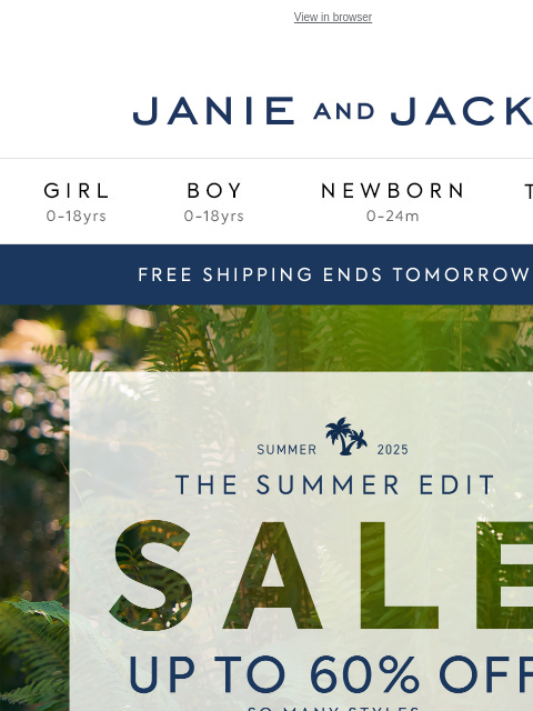 janieandjack newsletter: Summer’s better with free shipping