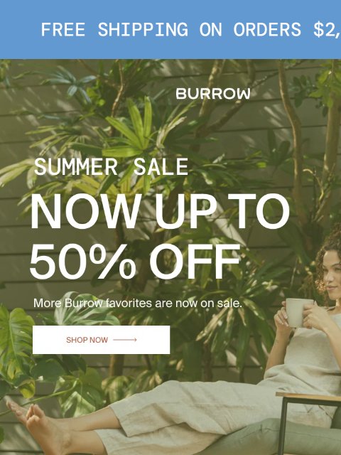 burrow newsletter: Now up to 50% off. New styles added.