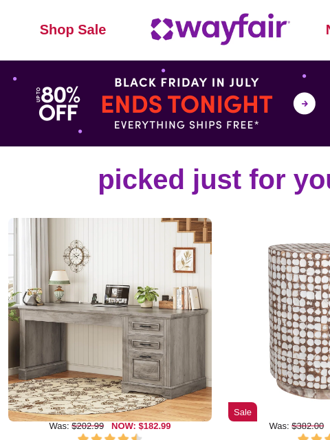 wayfair newsletter: DESKS 📢 ENDS TONIGHT 📢  FLASH DEALS 📢 