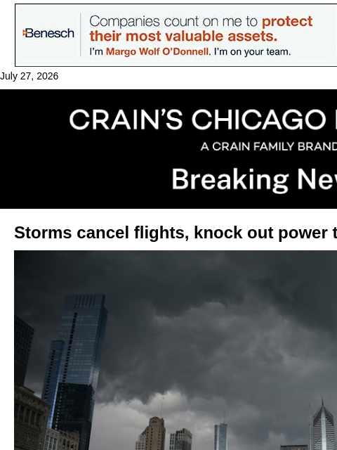 crainalerts newsletter: Thousands without power after storms