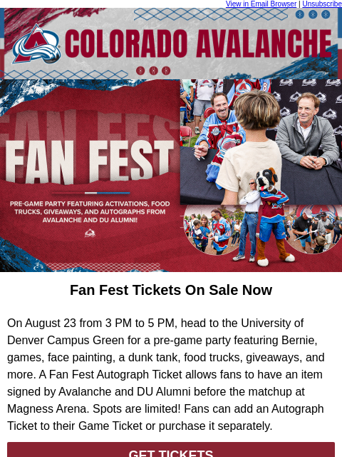 thecoloradoavalanche newsletter: ⛰️ Get Alumni Autographs at Fan Fest!