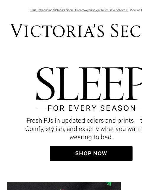 Plus, introducing Victoria's Secret Dream—you've got to feel it to believe it View on browser Victoria's Secret VSCC Available Credit Introduction Shop Now Shop Now Shop Now Display images