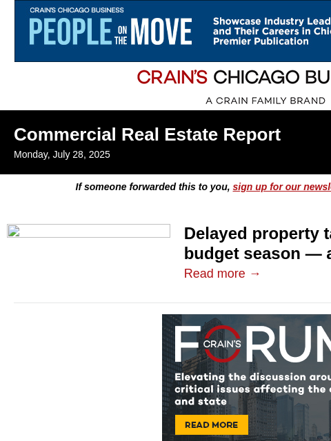 crainalerts newsletter: Cook County property tax bills delayed, again