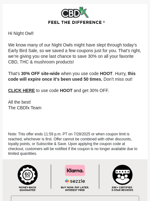 cbdfx newsletter: ALERT‼️ 50 more 30% OFF codes just released