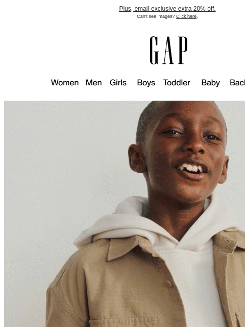gap newsletter: The Back to School Event has arrived: 40–60% off