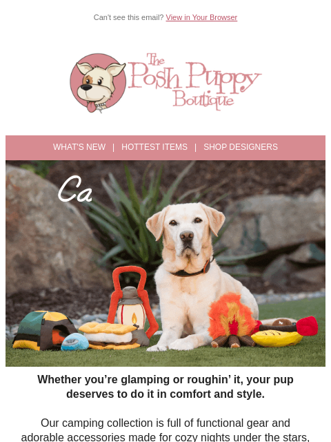poshpuppyboutique newsletter: 🐾 Take Your Pup Glamping in Style!