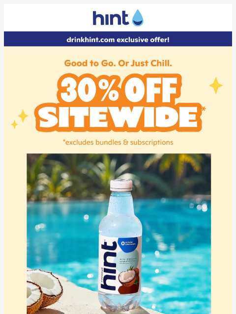 drinkhint newsletter: SUMMER SALE! 30% off sitewide ☀️