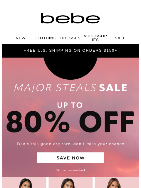 bebe newsletter: FYP: Up to 80% Off S-A-L-E  🤩