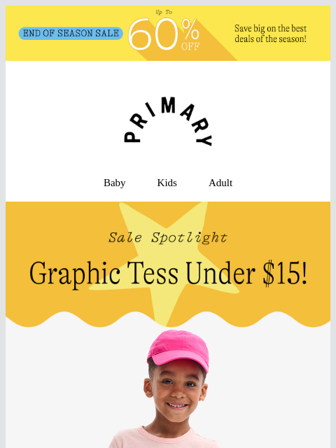 primary newsletter: Graphic tees under $15 (selling *really* fast)