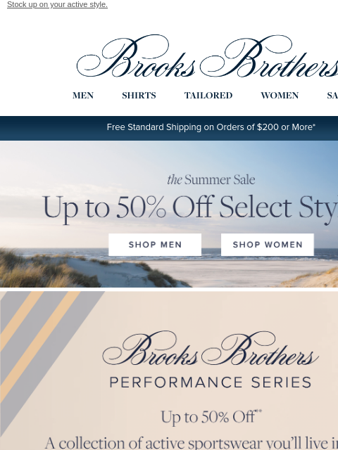 brooksbrothers newsletter: Up to 50% off the Performance Series