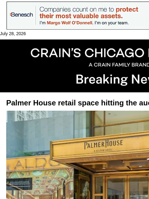 crainalerts newsletter: State Street retail space going to auction