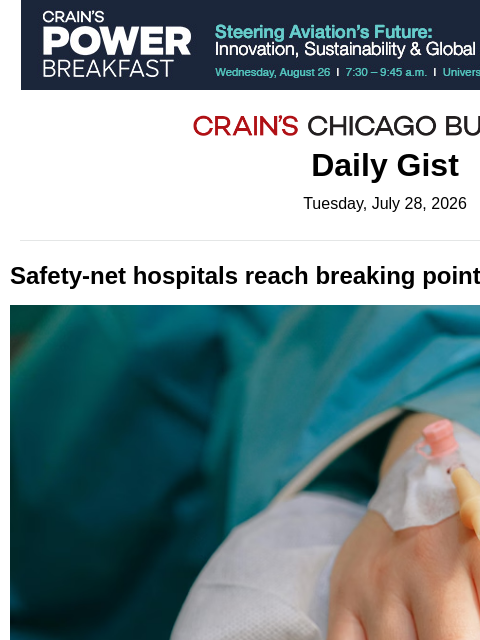 crainalerts newsletter: Safety-net hospitals reach breaking point