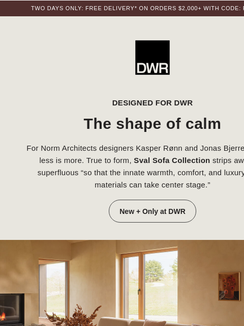 dwr newsletter: New Sval Sofa – only at DWR